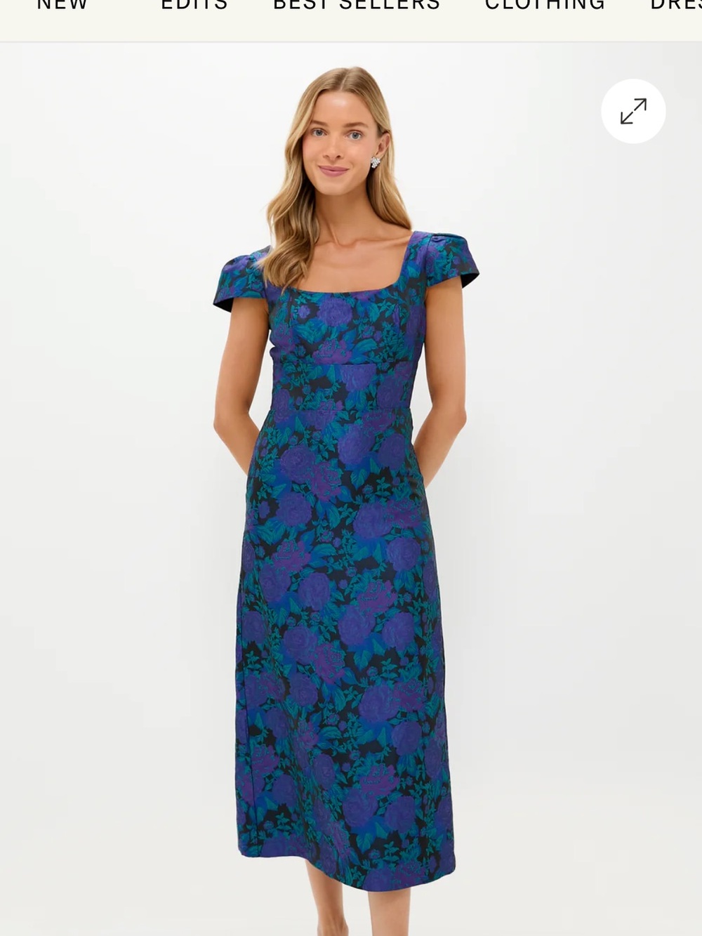 Tuckernuck Navy & Teal Floral Midi Dress - Picture 4 of 4